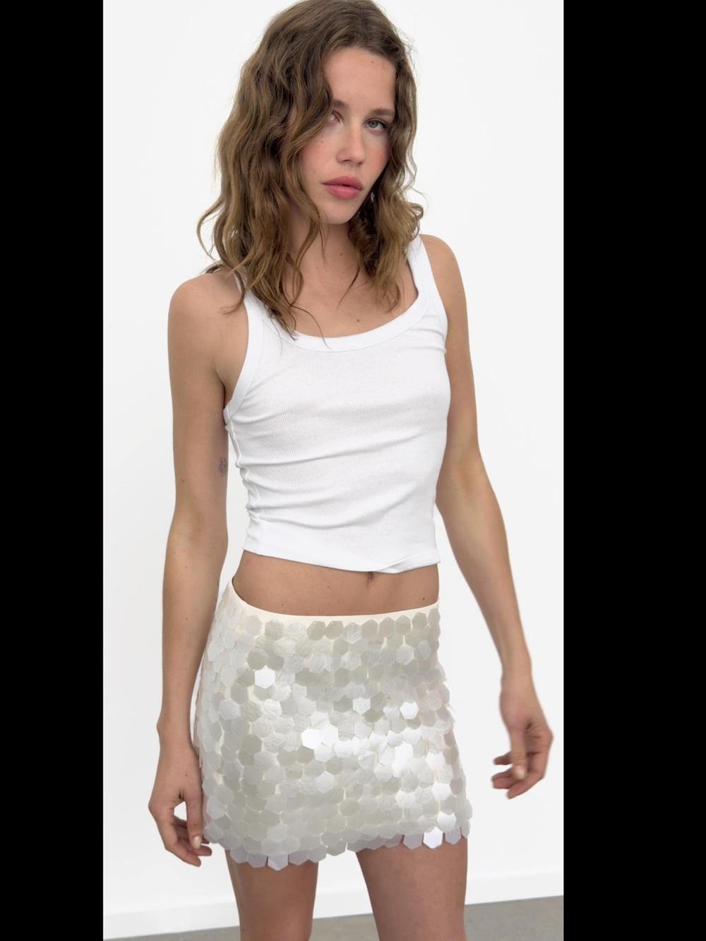 Zara Oyster Sequin Mini Skirt
